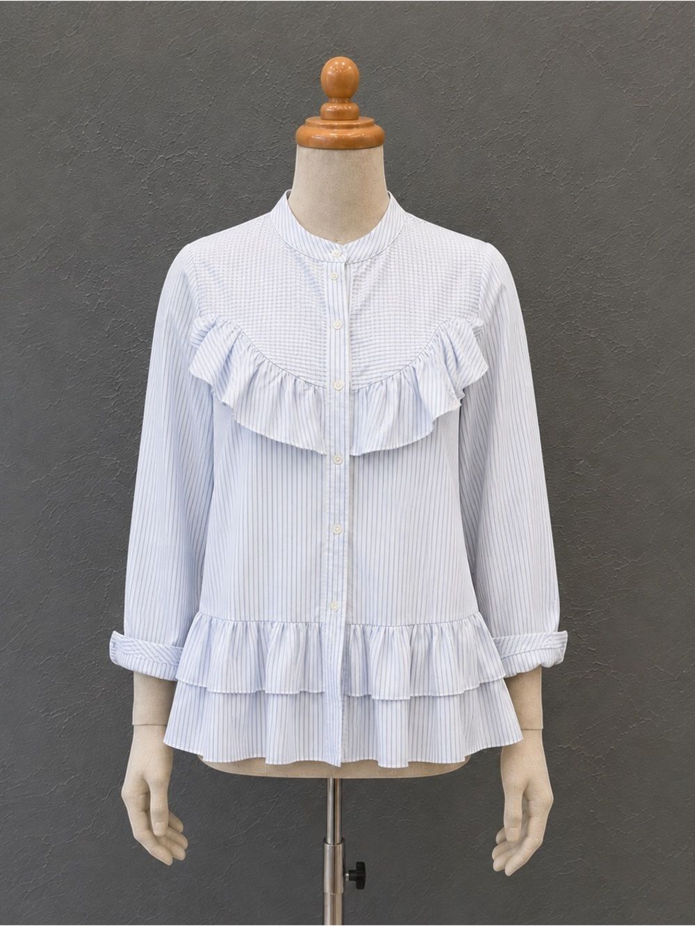 Madewell Womens Striped Ruffle Peplum Romantic Minimalist Blouse Small